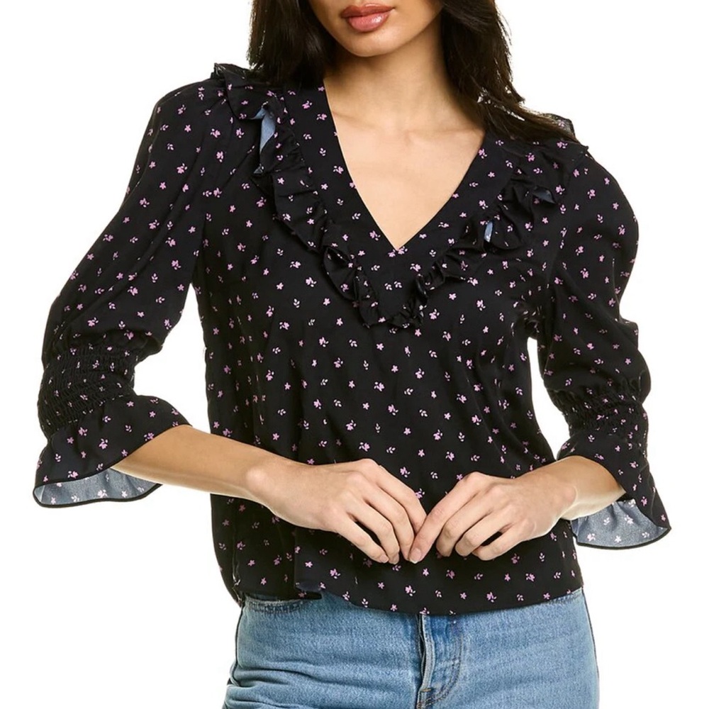 French Connection Dylan Top In Blue, Size XS